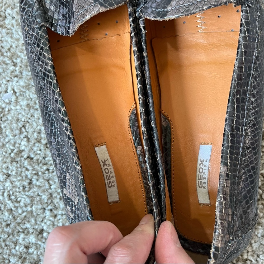 Geox Snake Croc Flats Brown 38.5 - Picture 5 of 11